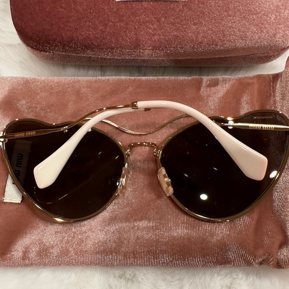 Miu Miu Gold Frame Sunglasses with Brown Lenses - Picture 3 of 5